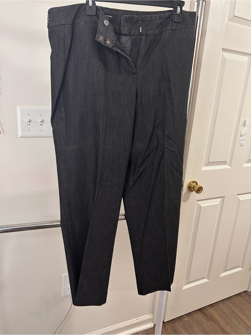 Zac & Rachel Black Straight-Leg Dress Pants with Front Creases